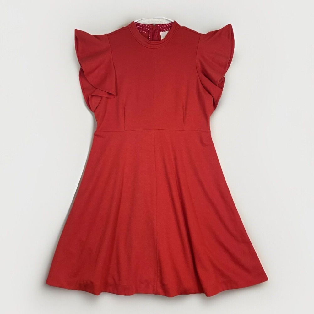 Maeve Anthropologie Deena Mini Red Flutter Sleeve Dress Large